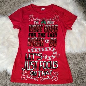 Christmas red graphic glittery tee